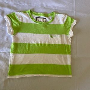 Abercrombie & Fitch lime Green Striped Cropped Tee